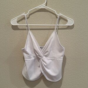 Zara white v-neck cropped top, small